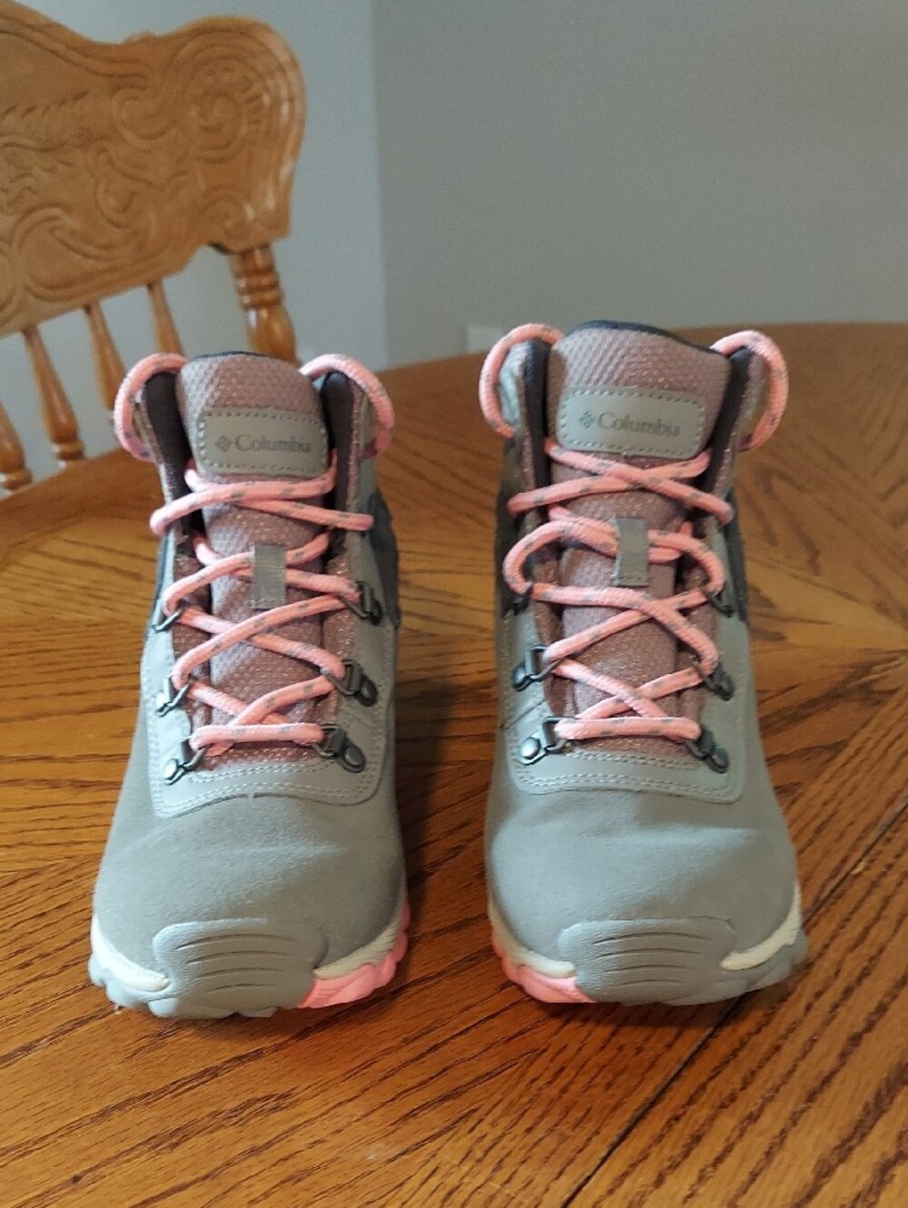 Columbia Girl's Gray and Pink Lace-Up Hiking Boots - Picture 2 of 9